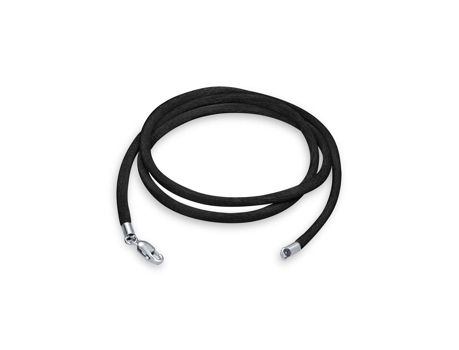 Bling Jewelry Black Silk Necklace Pendant Cords for Pendant Sterling Silver Clasp 30"