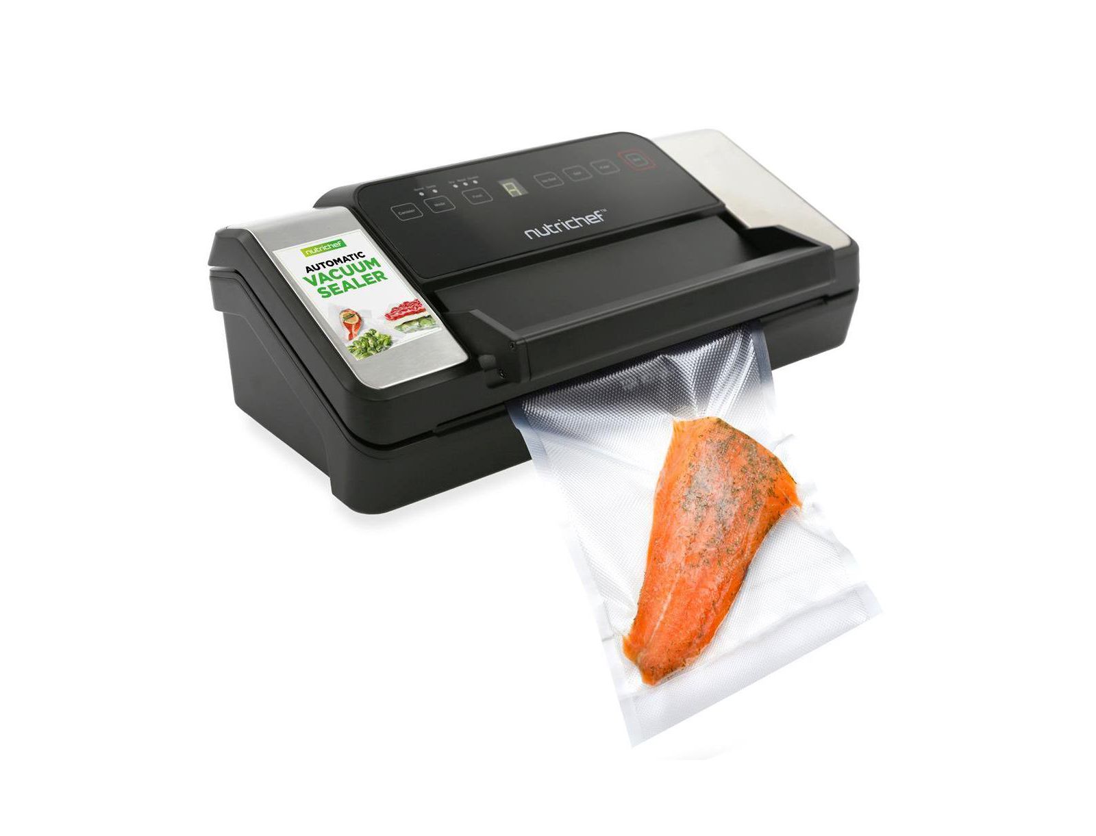 NutriChef Deluxe Vacuum Sealer with Front Handle and Roll Cutter for Food Storage (Black)