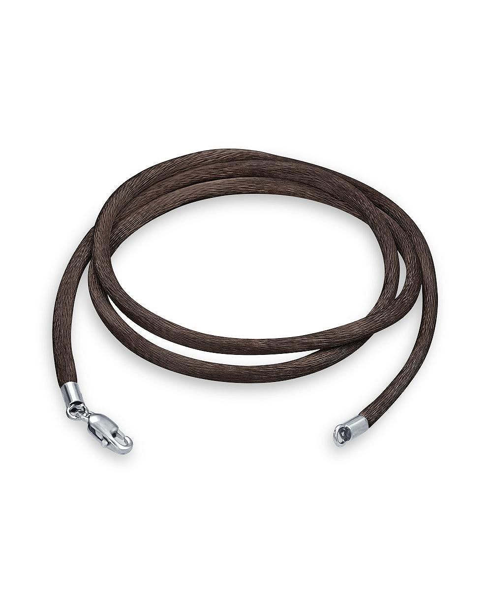 Ожерелье Bling Jewelry из коричневого атласного шелка 1MM для кулона, застежка из стерлингового серебра, 14"