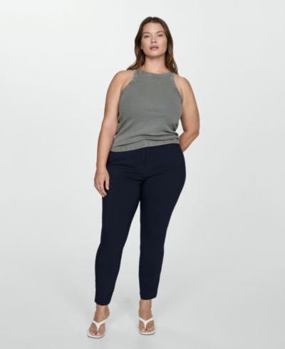 Mango Women's Cropped Slim Fit Pants