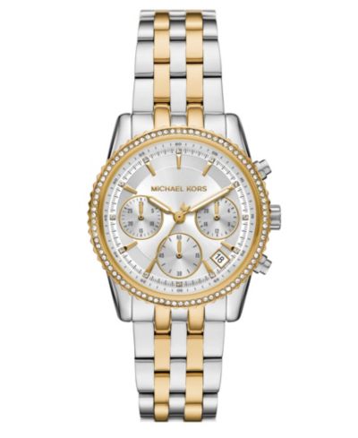 Женские часы Michael Kors Mini Bryant Chronograph Two-Tone Stainless Steel, 35mm