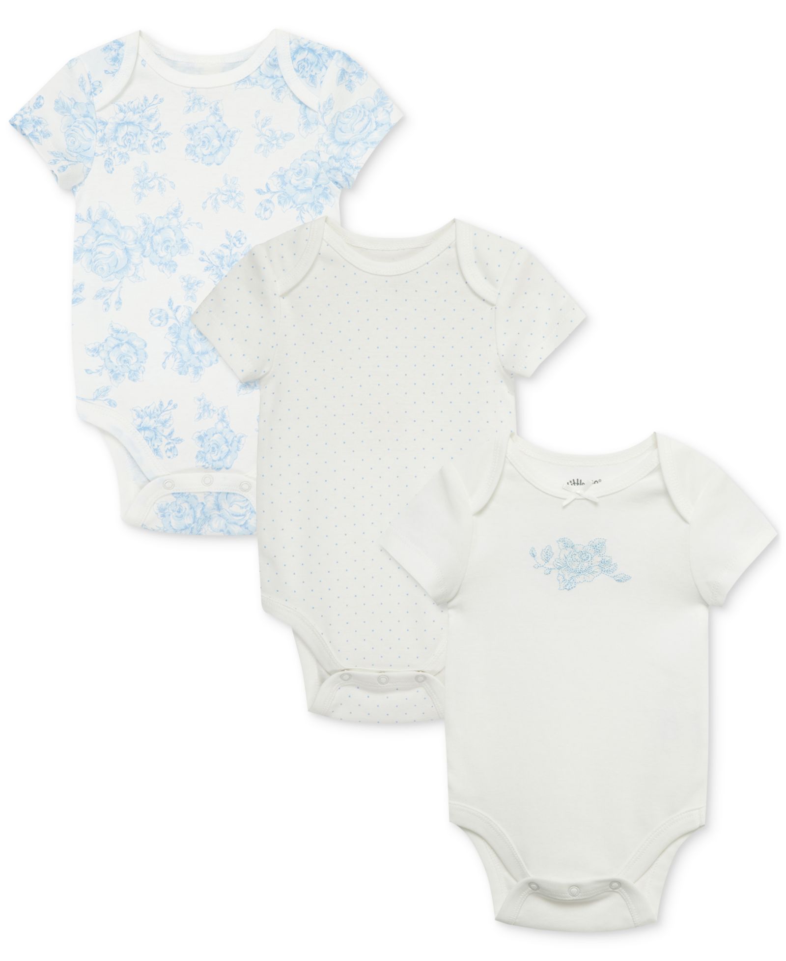 Детские боди Little Me Blue Roses Short-Sleeve Cotton, 3 шт.