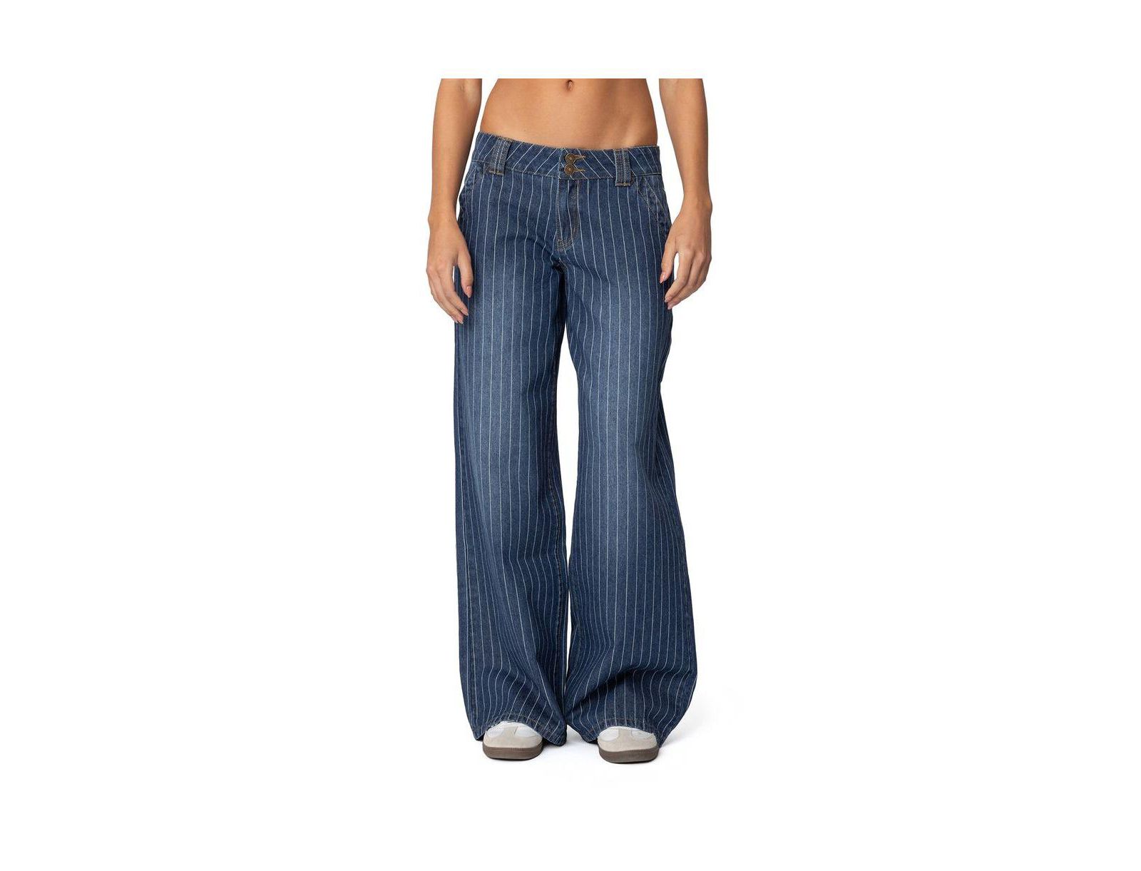 Edikted Women's Cory Striped Low Rise Jeans