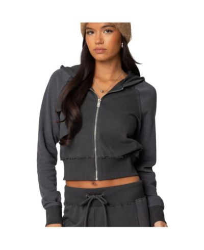 Edikted Women's Chandler Waffle Hooded Cardigan