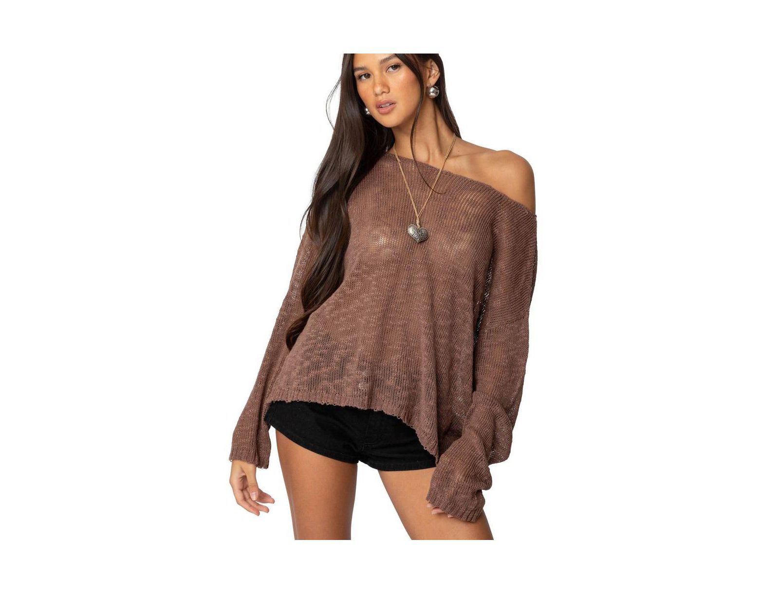 Edikted Women's Bri Oversized Boat Neck Sweater