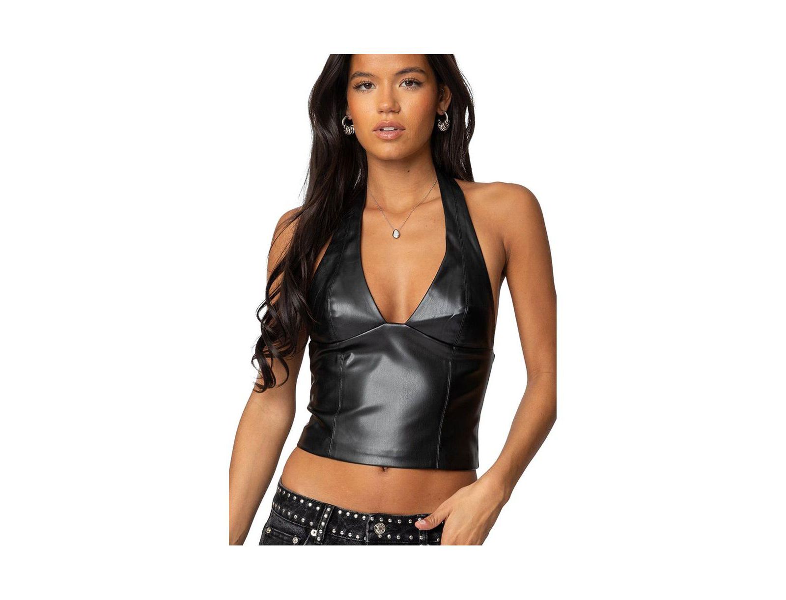 Edikted Women's Tana Faux Leather Halter Top