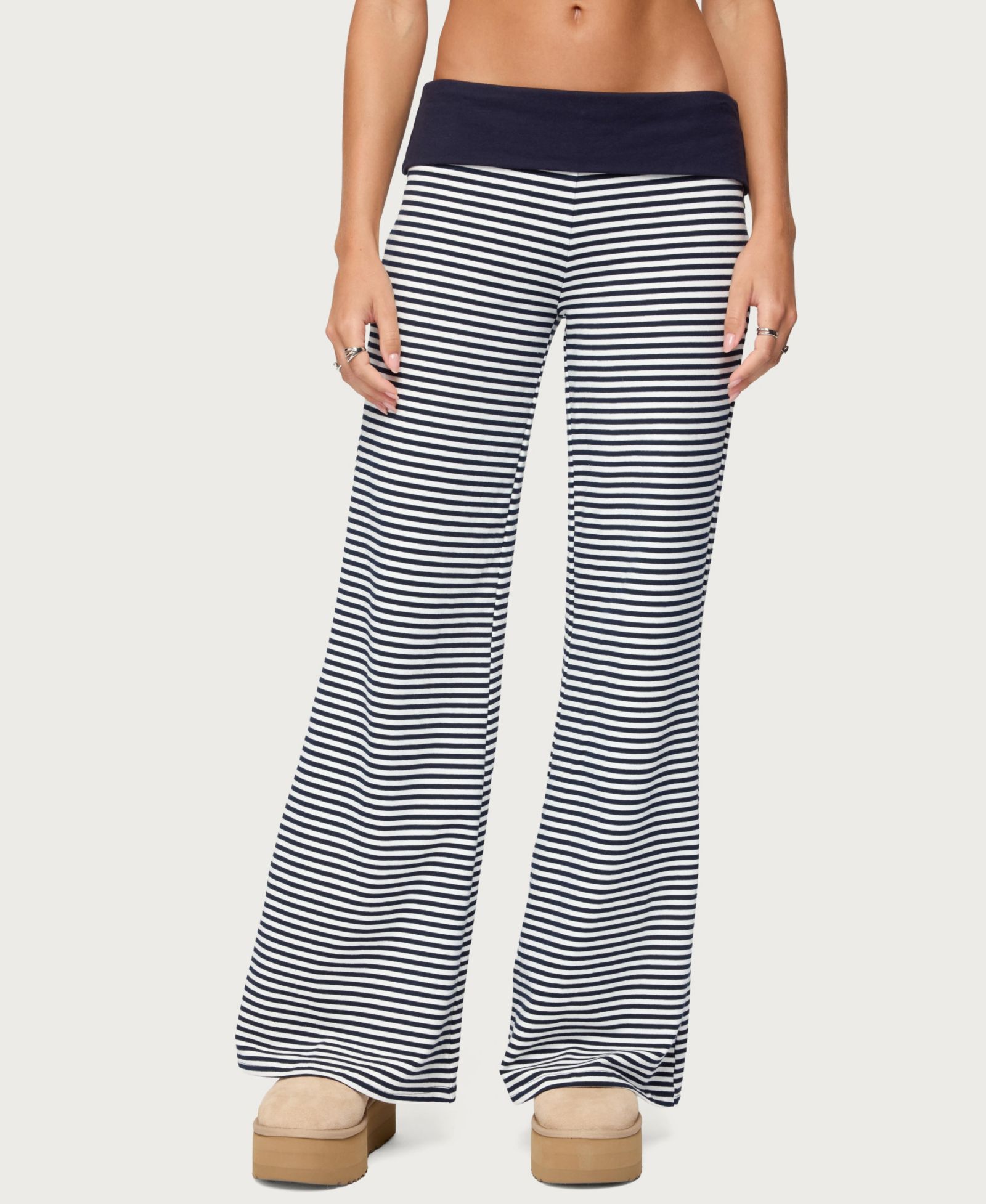 Edikted Women's Meggy Striped Foldover Pants