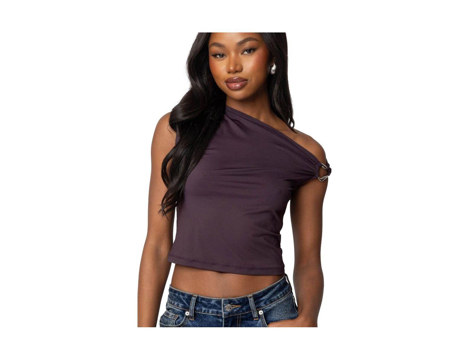 Edikted Женский топ Abstract Metal Ring Asymmetric Top