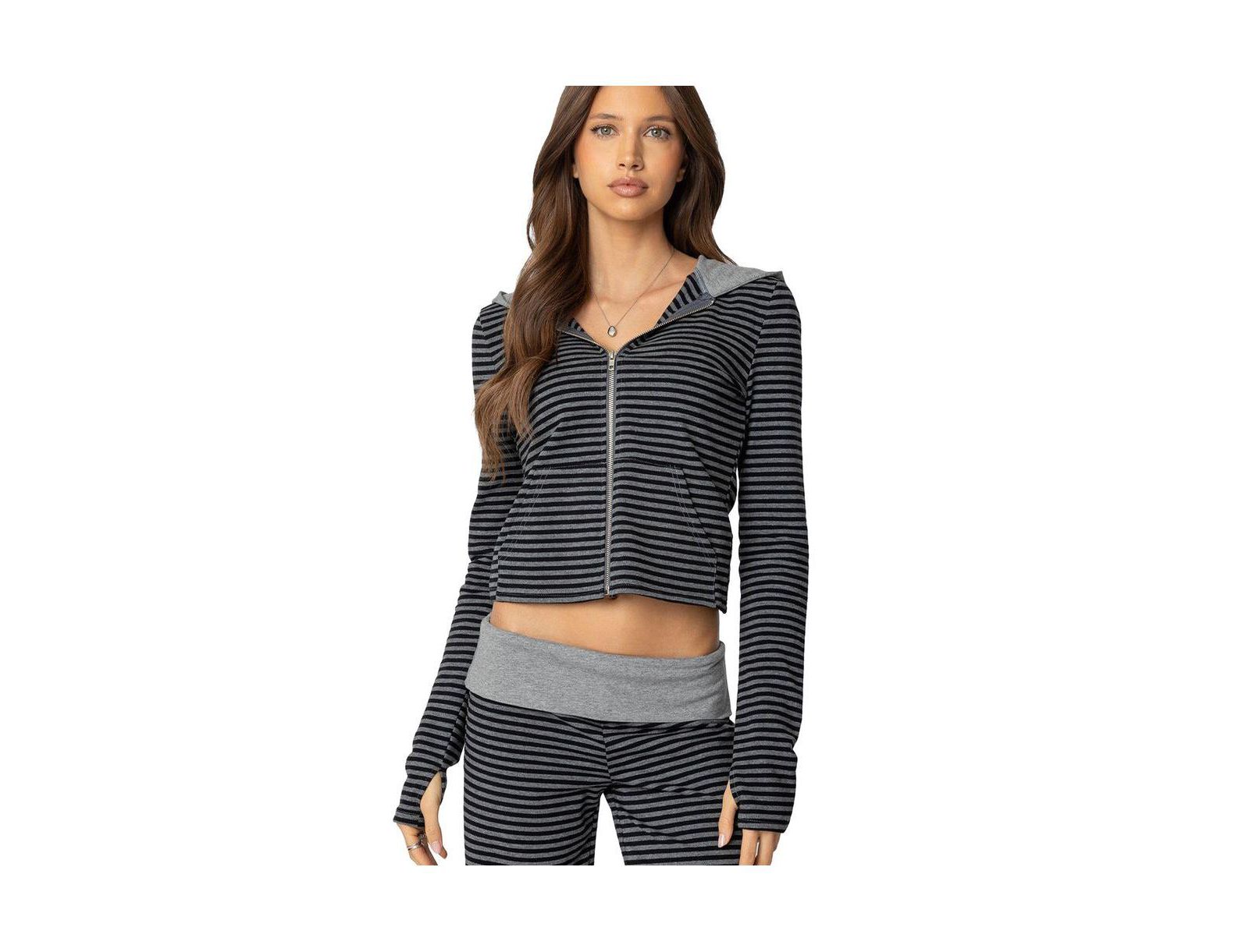 Edikted Женское худи Meggy Striped Zip Up