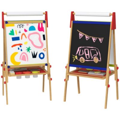 Qaba 3 in 1 Easel for Kids with Paper Roll, board, Chalkboard