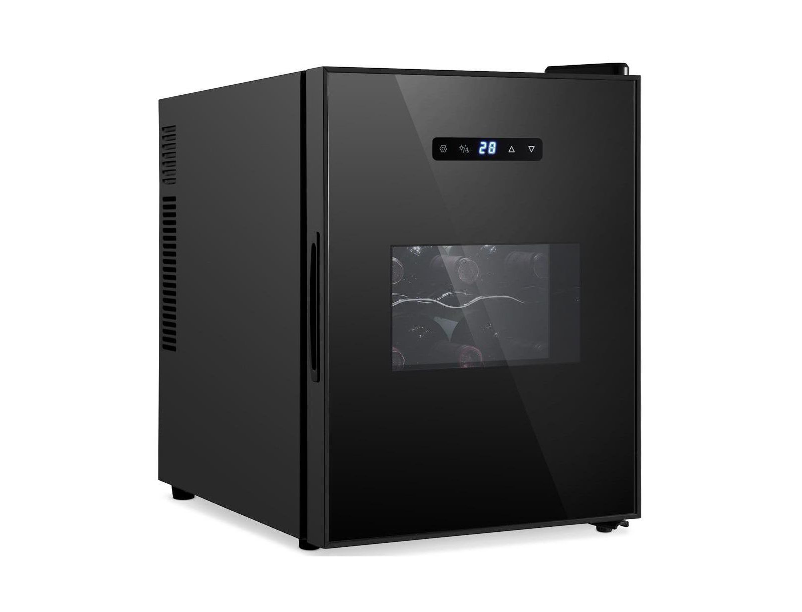 NutriChef 12-Bottle Wine Cooler Refrigerator, Digital Touch Control, Adjustable Temperature