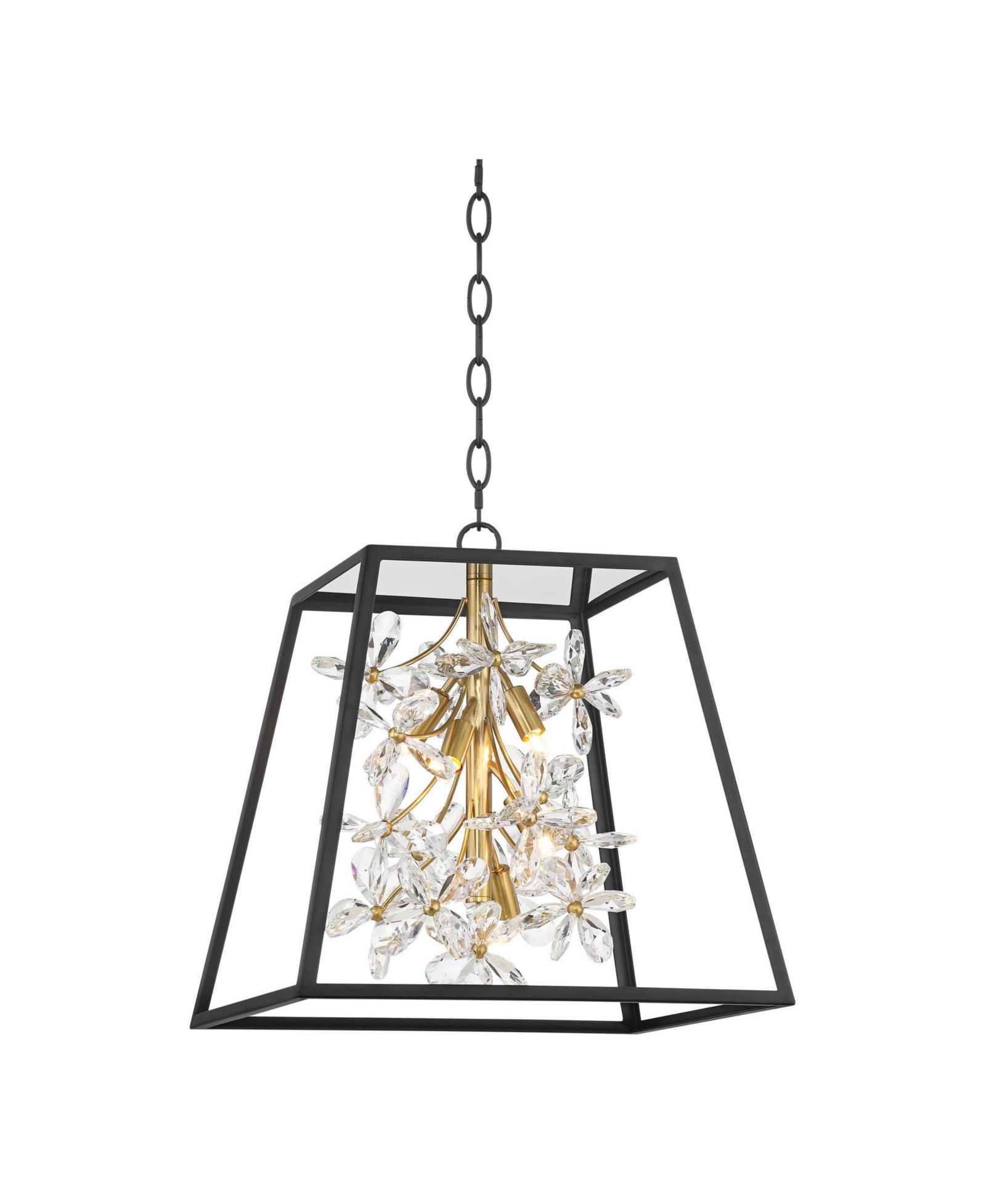 Possini Euro Design Carrine 15 3/4" Modern Pendant Chandelier Ceiling Light Fixture Dining Room Over Table 5-Light LED Black Gold Finish