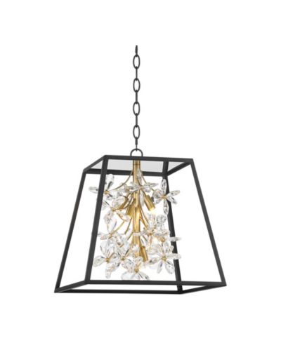 Possini Euro Design Carrine 15 3/4" Современная люстра-подвес для столовой, 5 ламп LED, черное золото