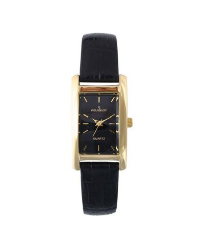 Peugeot Women's 34x20mm Contour Dress Watch Black Leather Strap
