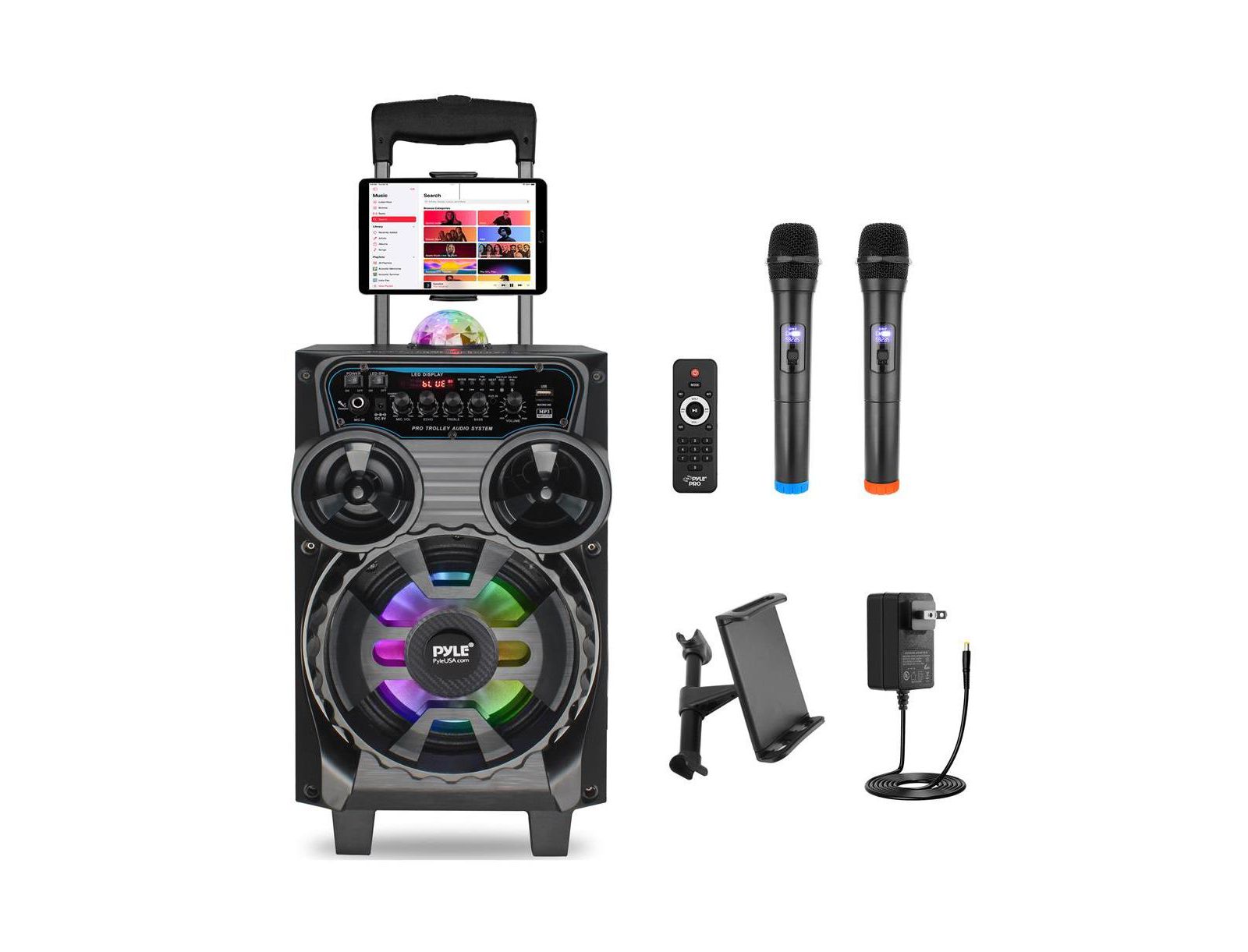 Pyle Portable Wireless Bluetooth Karaoke LED Party Lights Speaker
