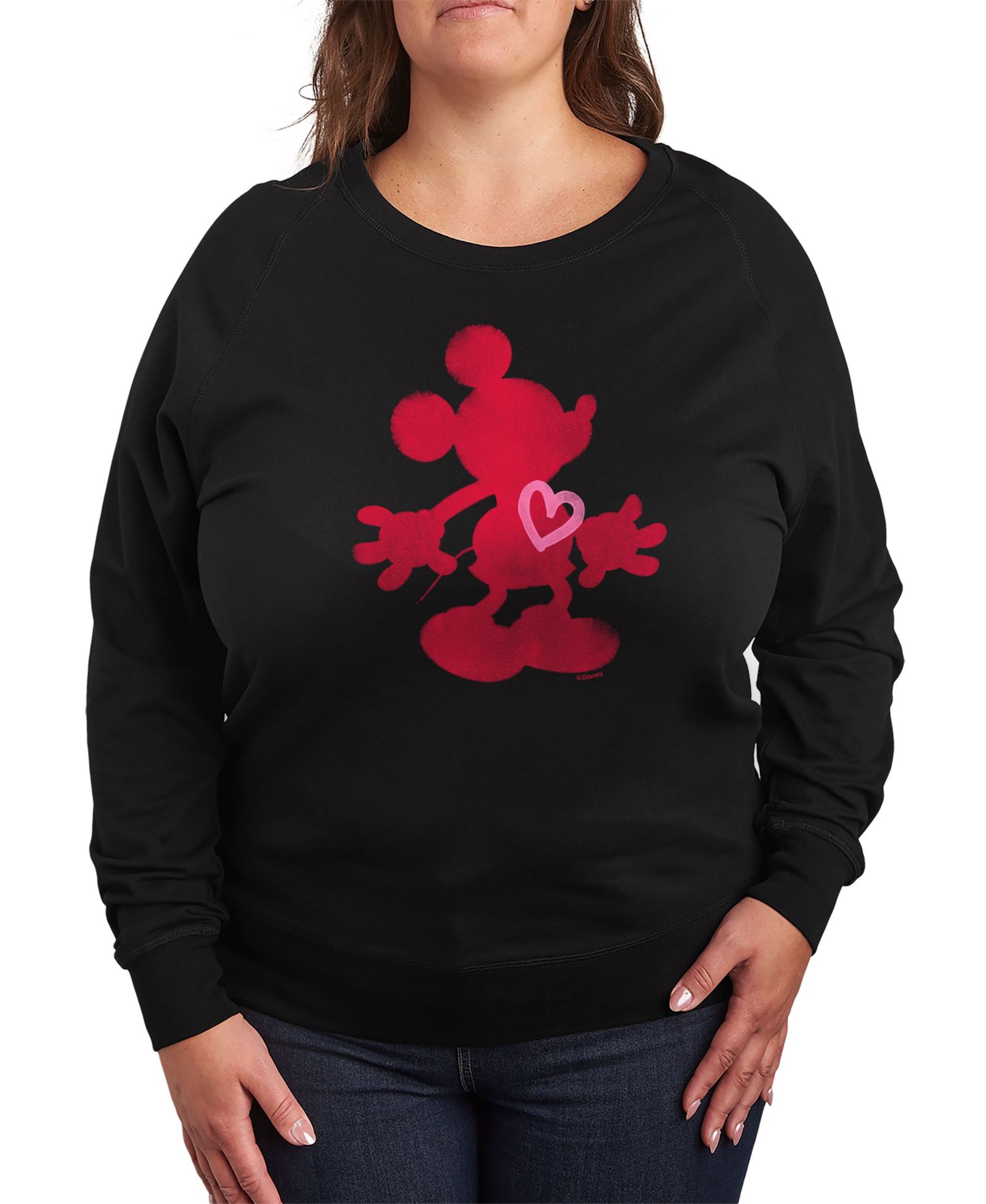 Топ Hybrid Apparel Plus Size Disney Mickey Valentines Day Heart Graphic Crew Neck