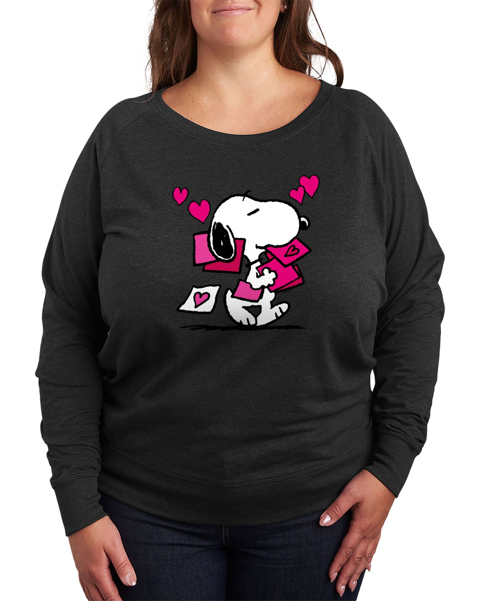 Женский топ Hybrid Apparel Plus Size Peanuts Snoopy Valentines Day Graphic Crew Neck