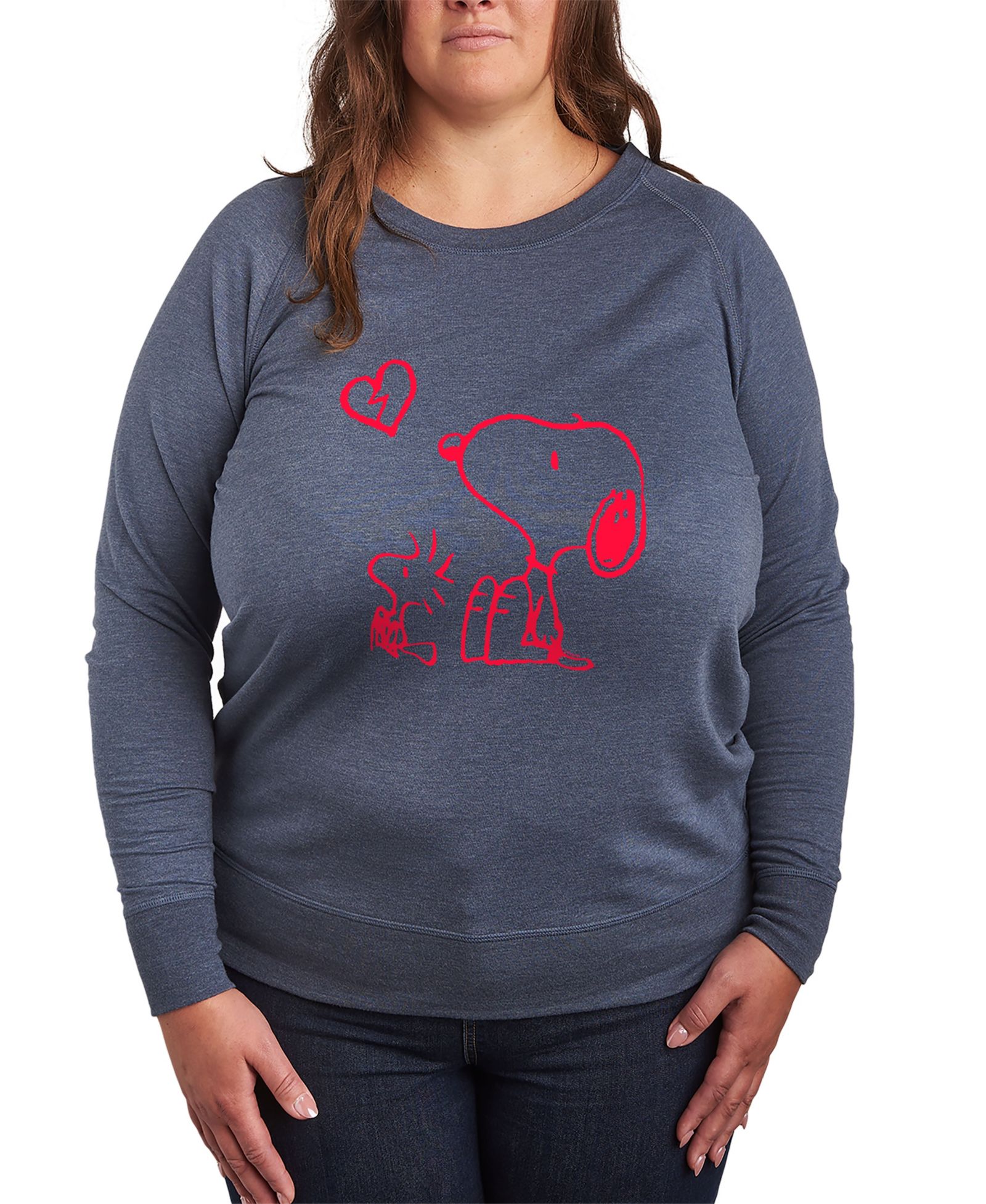 Топ Hybrid Apparel Plus Size Peanuts Valentines Day Broken Heart Graphic Crew Neck