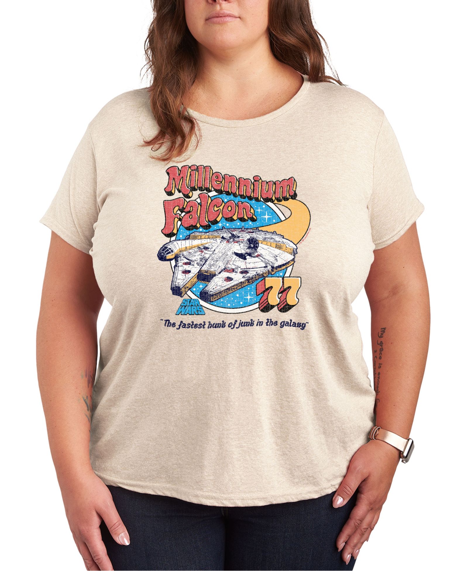 Футболка Hybrid Apparel Plus Size Trendy Star Wars Millenium Falcon Classics Graphic Crewneck
