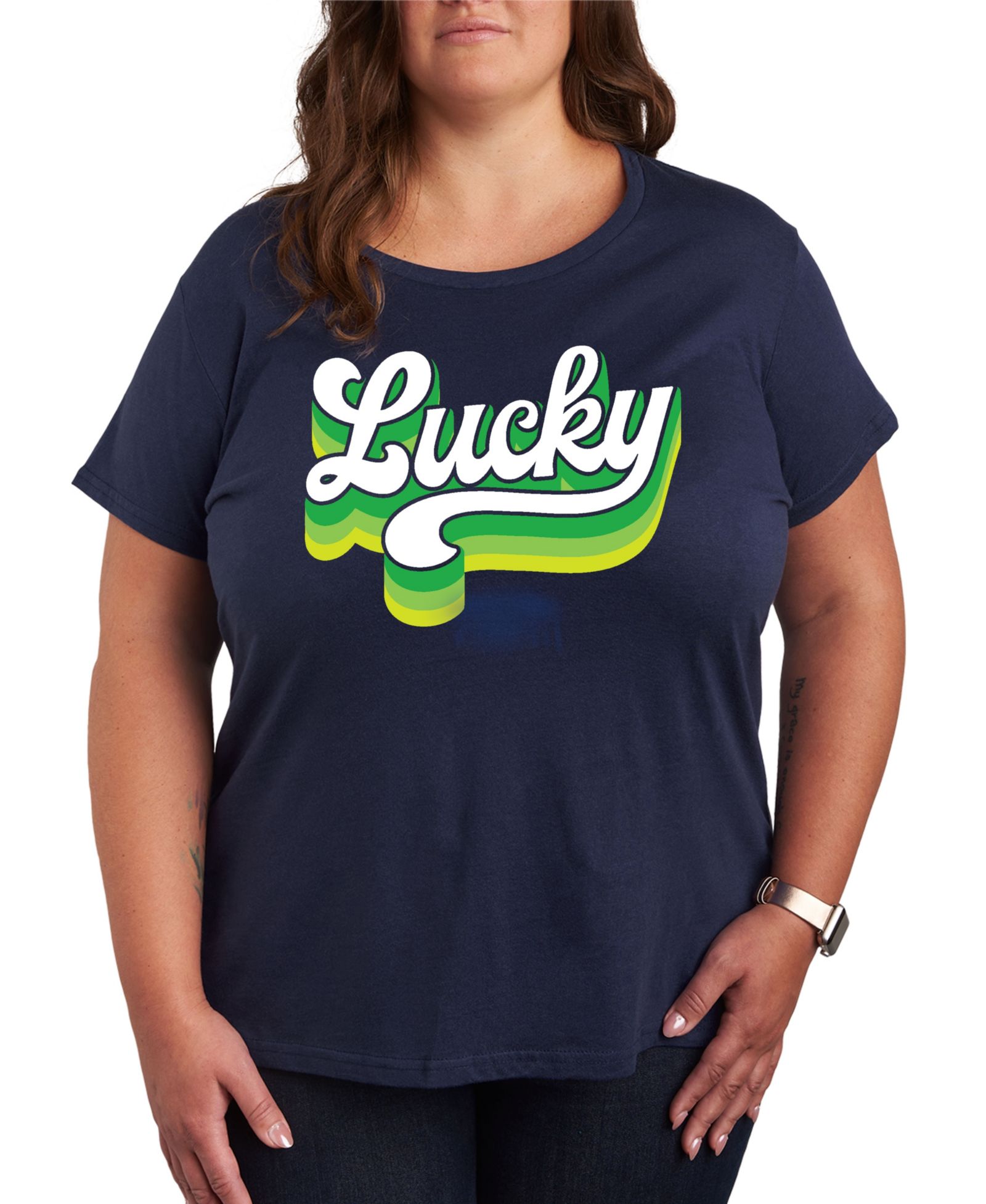 Женская футболка Hybrid Apparel Plus Size Trendy Retro Lucky Graphic Crew Neck