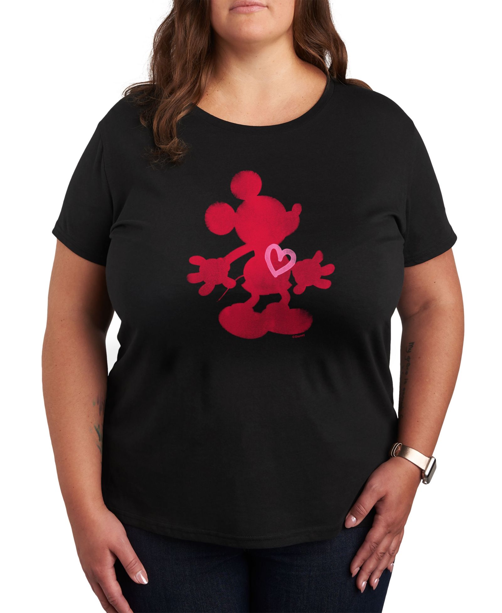 Hybrid Apparel Женская футболка Plus Size с принтом Mickey Heart
