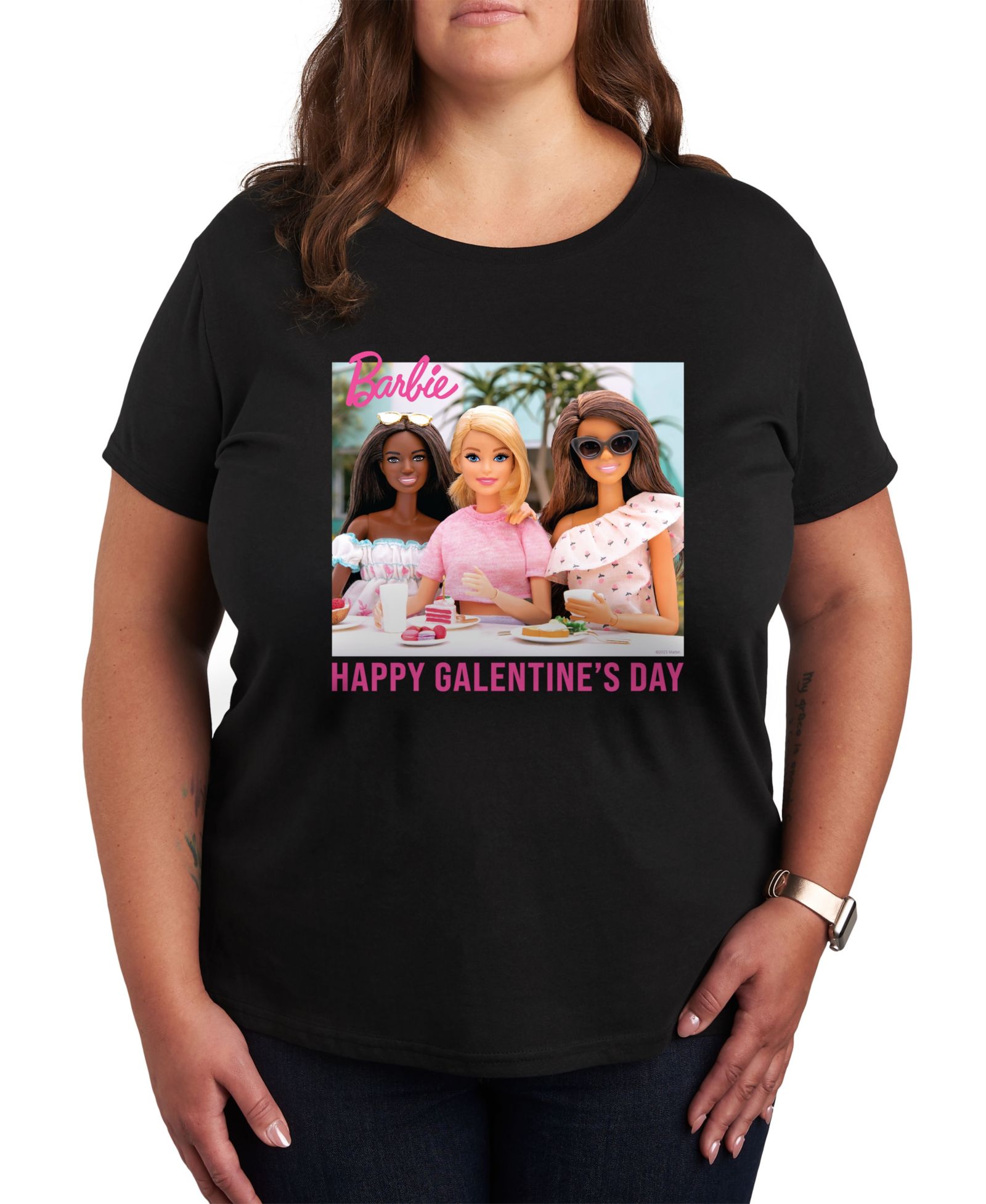Женская футболка Hybrid Apparel Plus Size Barbie Happy Galentine's Day, с принтом