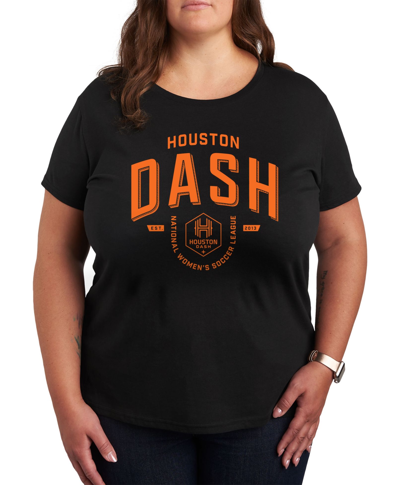Hybrid Apparel Plus Size модная футболка с графикой Houston Dash и круглым вырезом