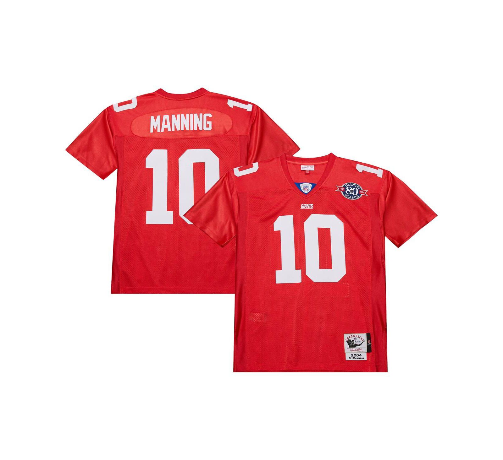 Мужская джерси Mitchell & Ness Eli Manning Red New York Giants 2004 Authentic Throwback Retired Player