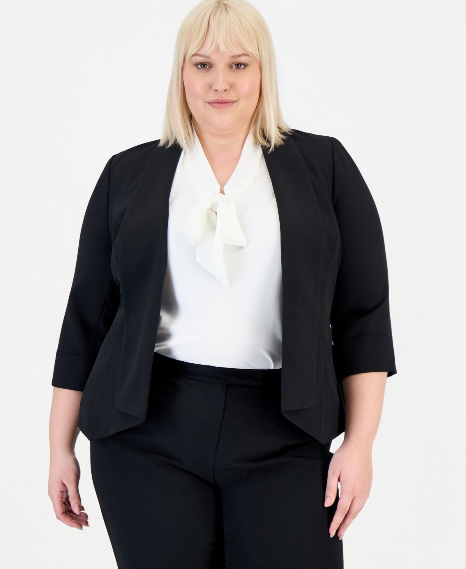 Kasper Plus Size Open-Front Soft Blazer