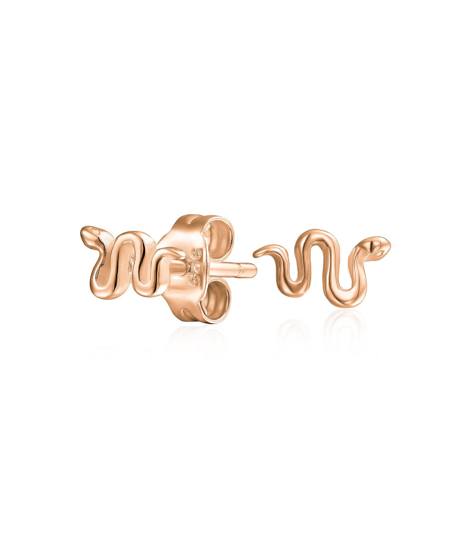Bling Jewelry серьги-гвоздики с рептилией и змеей из розового золота и стерлингового серебра