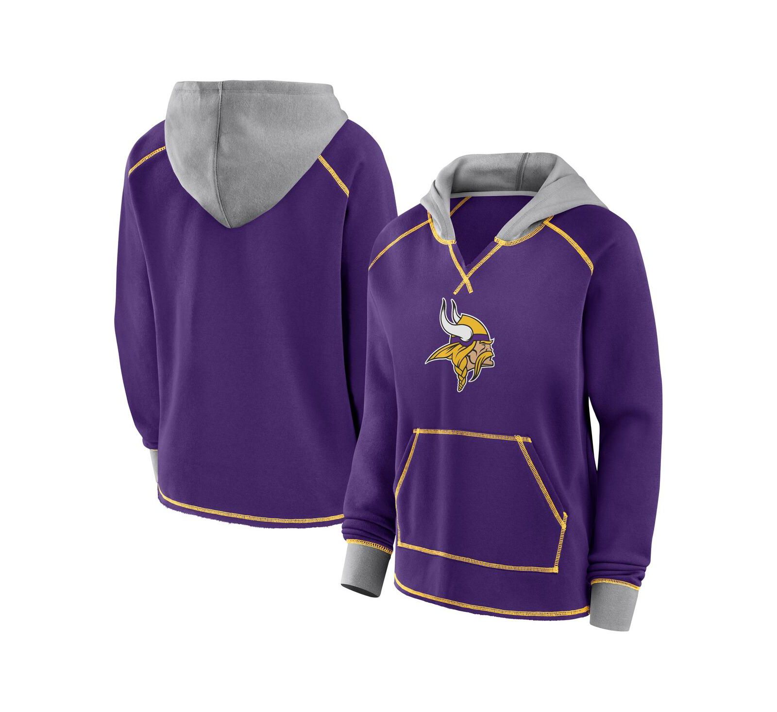 Женское худи Logo Athletic Women's Purple Minnesota Vikings Boom Fleece Pullover V-Neck