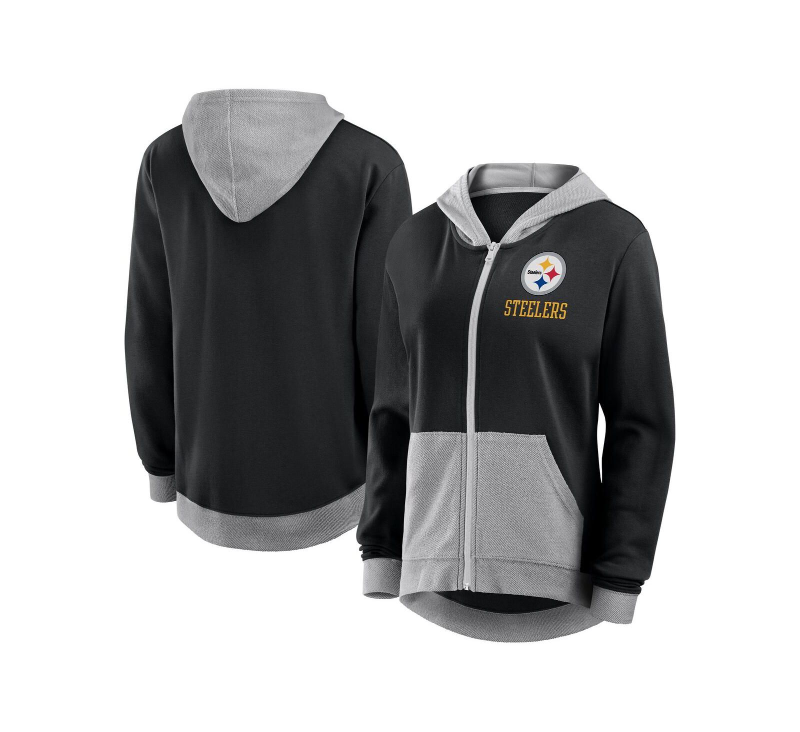 Женское худи на молнии Logo Athletic Black Pittsburgh Steelers Hit It French Terry