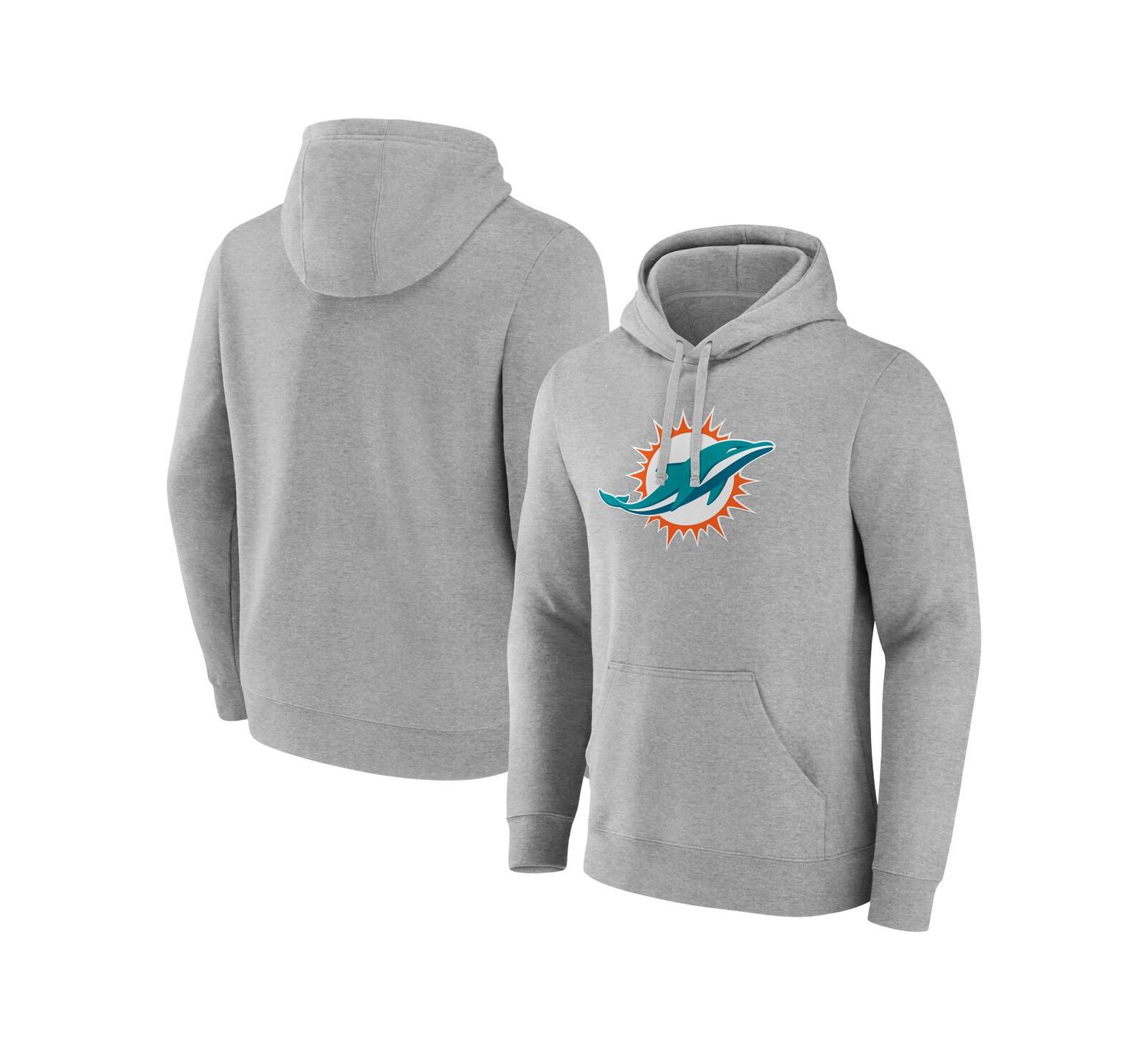 Худи Fanatics Men's Miami Dolphins Deliver Fleece Pullover, серый меланж