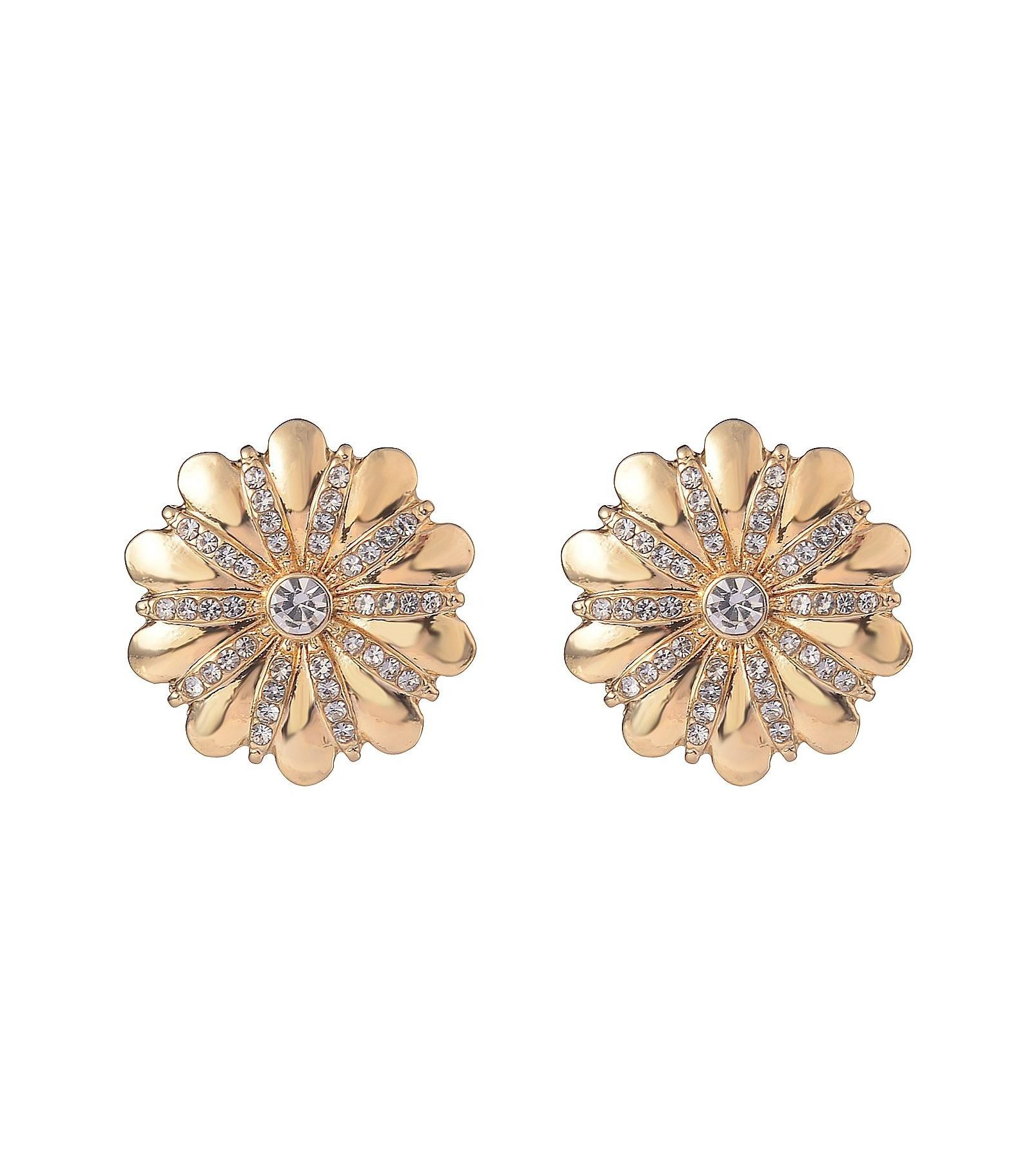 Серьги-кнопки Laundry by Shelli Segal Gold Tone Flower Button