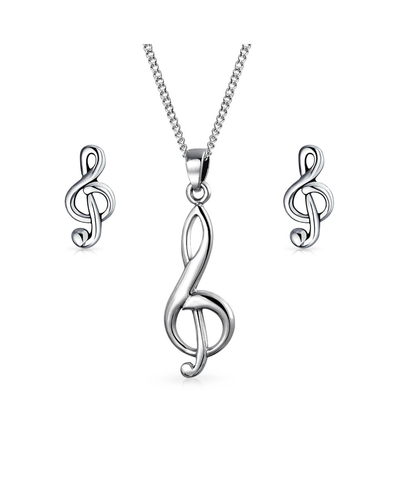 Bling Jewelry набор серьги-гвоздики и подвеска-ожерелье Musician Treble Music Note