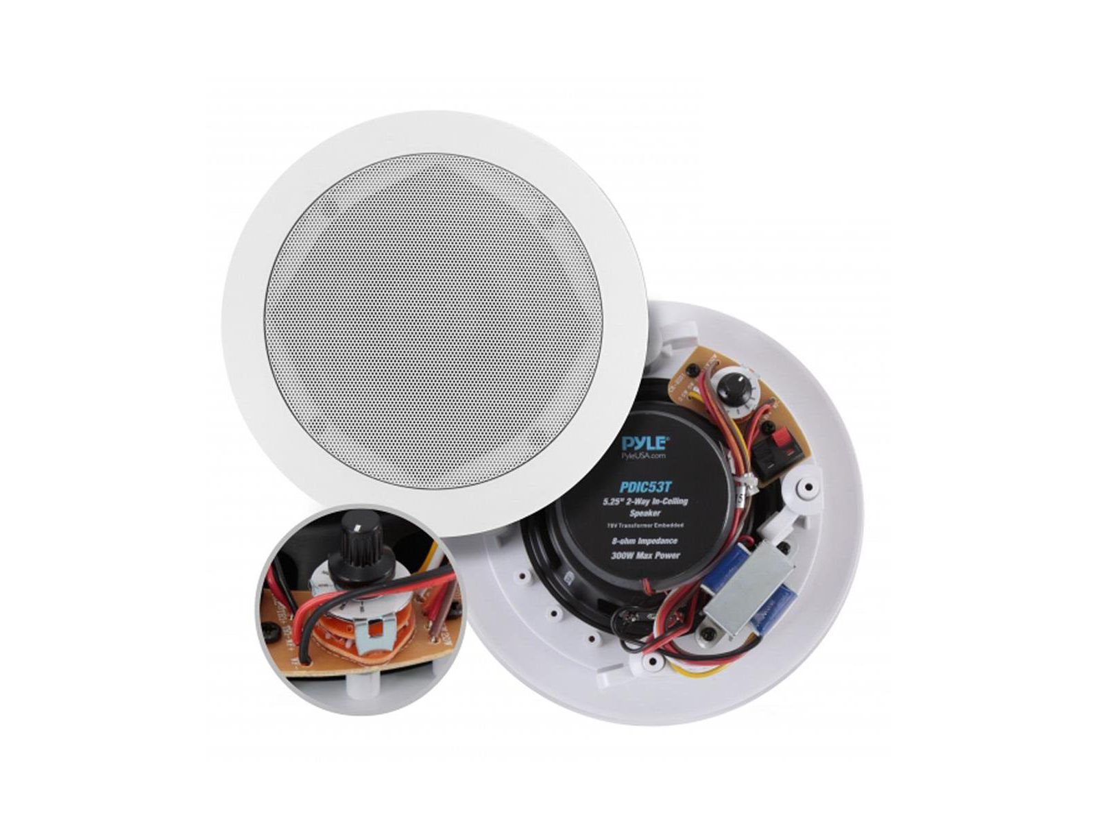 Pyle PDIC53T In-Wall / In-Ceiling 2-Way Full-Range 70V Transformer Speaker