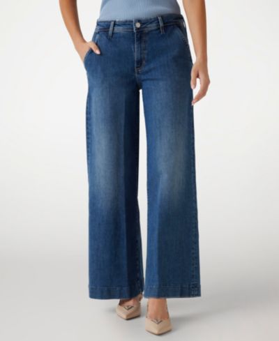 GUESS Women's Zoya Wide-Leg Faded High-Rise Jeans