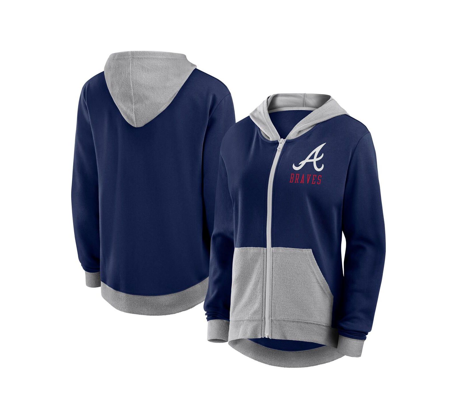 Fanatics женское темно-синее худи на молнии Atlanta Braves Hit It French Terry