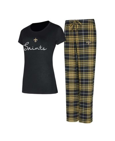 Женский комплект из футболки и брюк Concepts Sport New Orleans Saints Vector Flannel