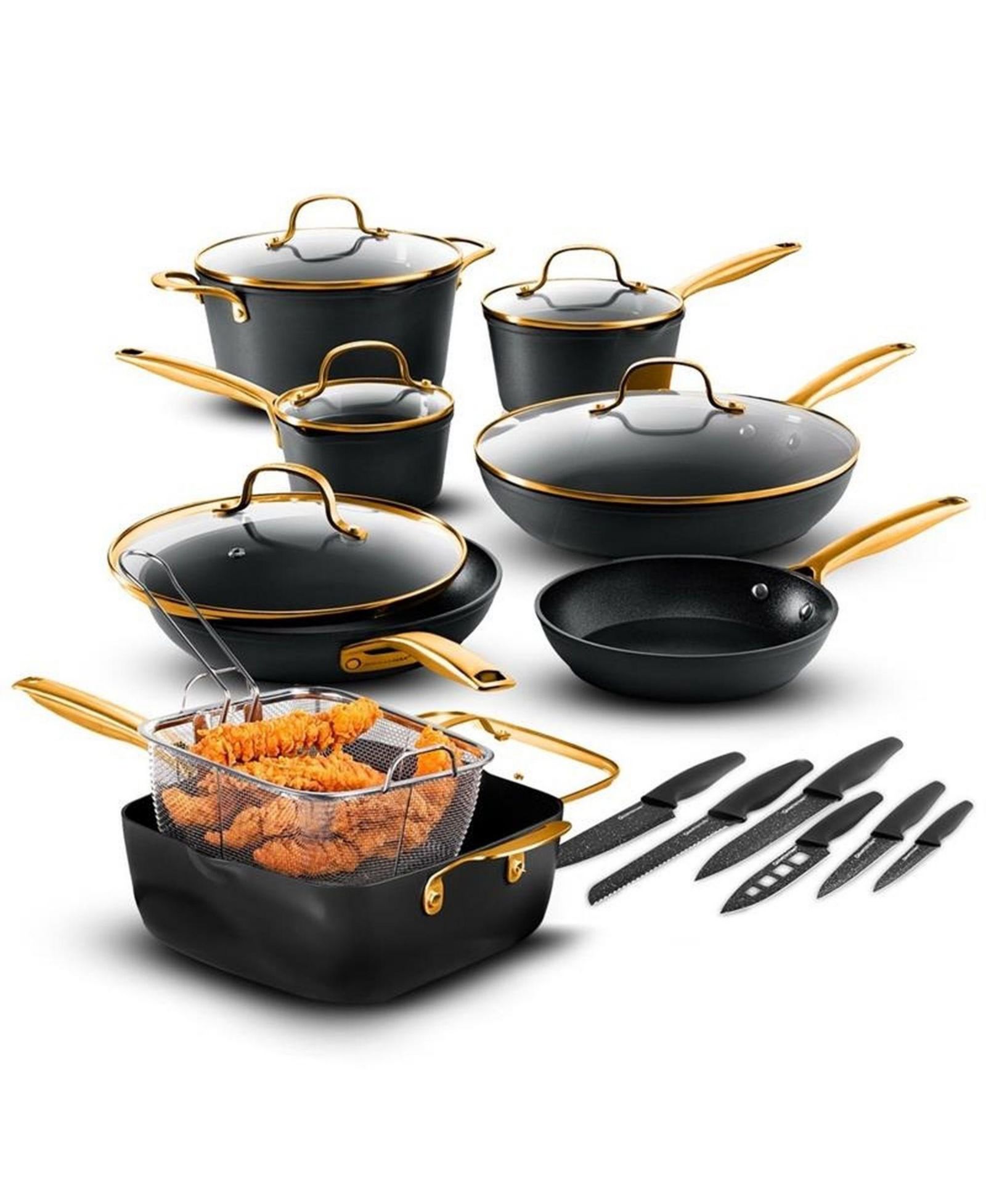 granitestone Armor Max Gold 20 Piece Hard Anodized Ultra Release Cookware Set