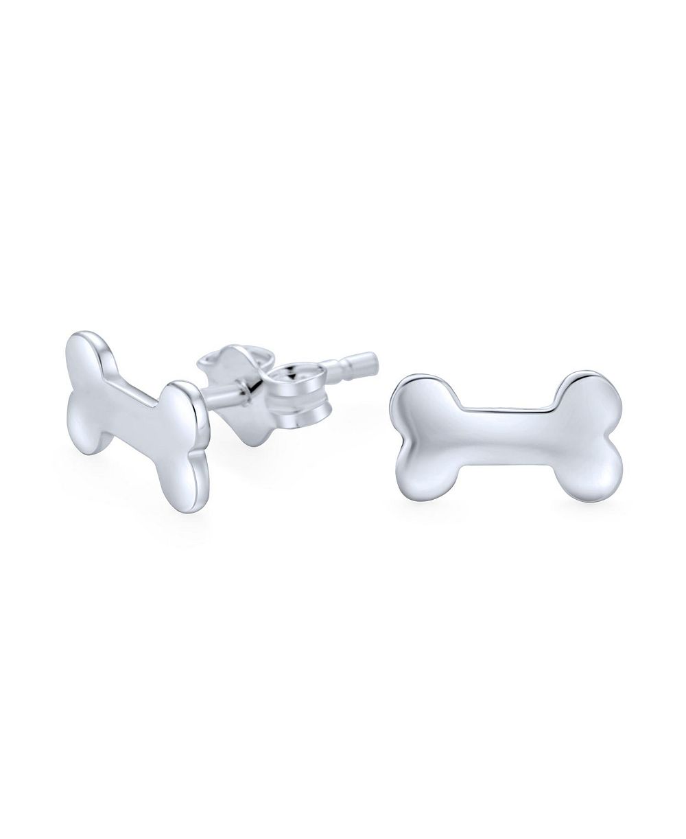 Bling Jewelry Tiny Animal Pet Lover Dog Bone Stud Earrings .925 Sterling Silver