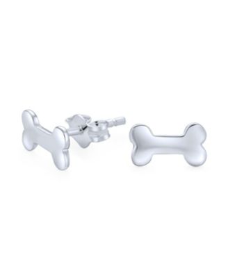 Bling Jewelry Серьги-гвоздики с косточкой собаки из серебра 925