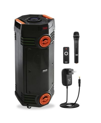 Pyle караоке-колонка PPHP283UBB, 300W, перезаряжаемая, BT/FM/USB/SD/AUX, LED Display, с микрофоном и пультом, на колесах
