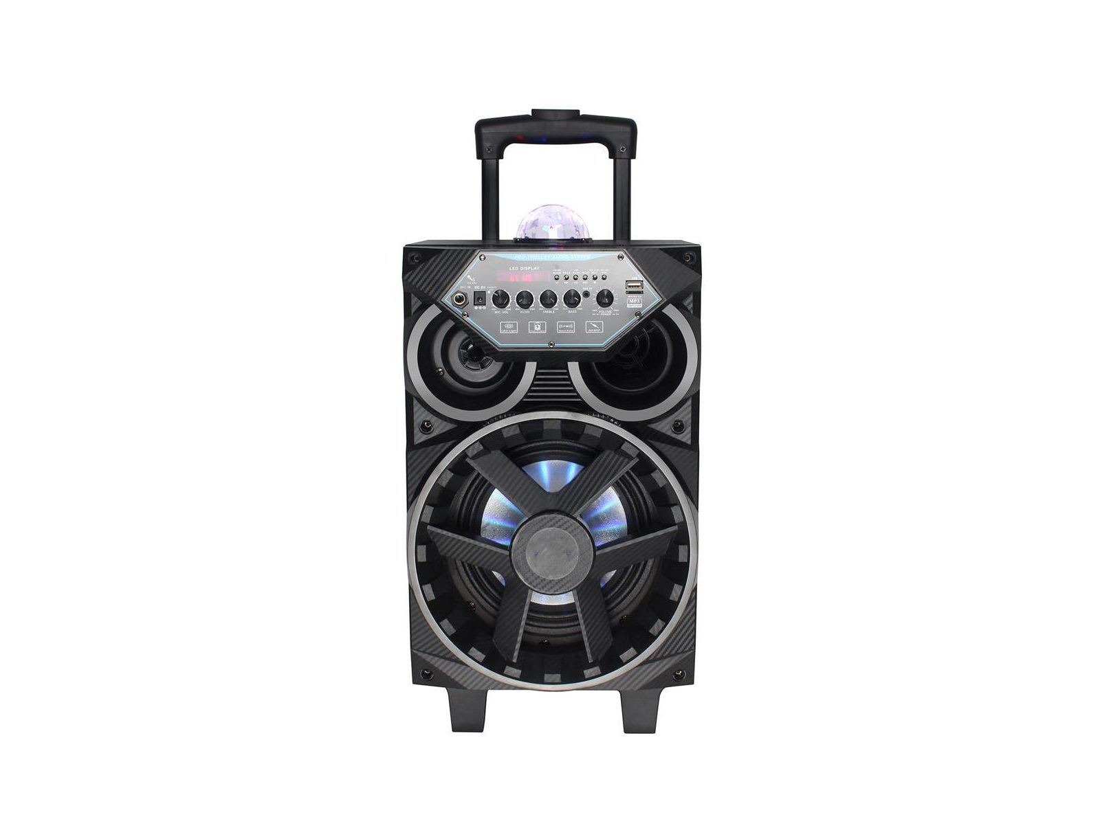 Pyle 8” Bluetooth Portable PA Speaker with Wireless Microphones, Party Lights & Tablet Stand