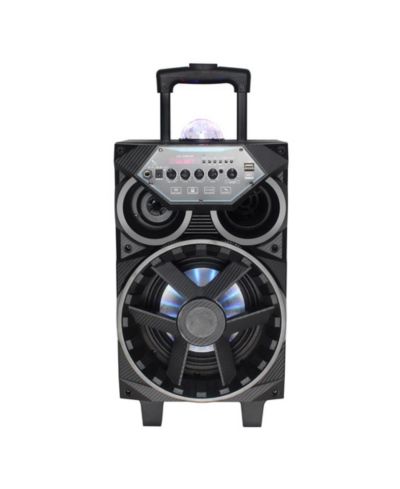 Pyle 8” Bluetooth Portable PA Speaker with Wireless Microphones, Party Lights & Tablet Stand