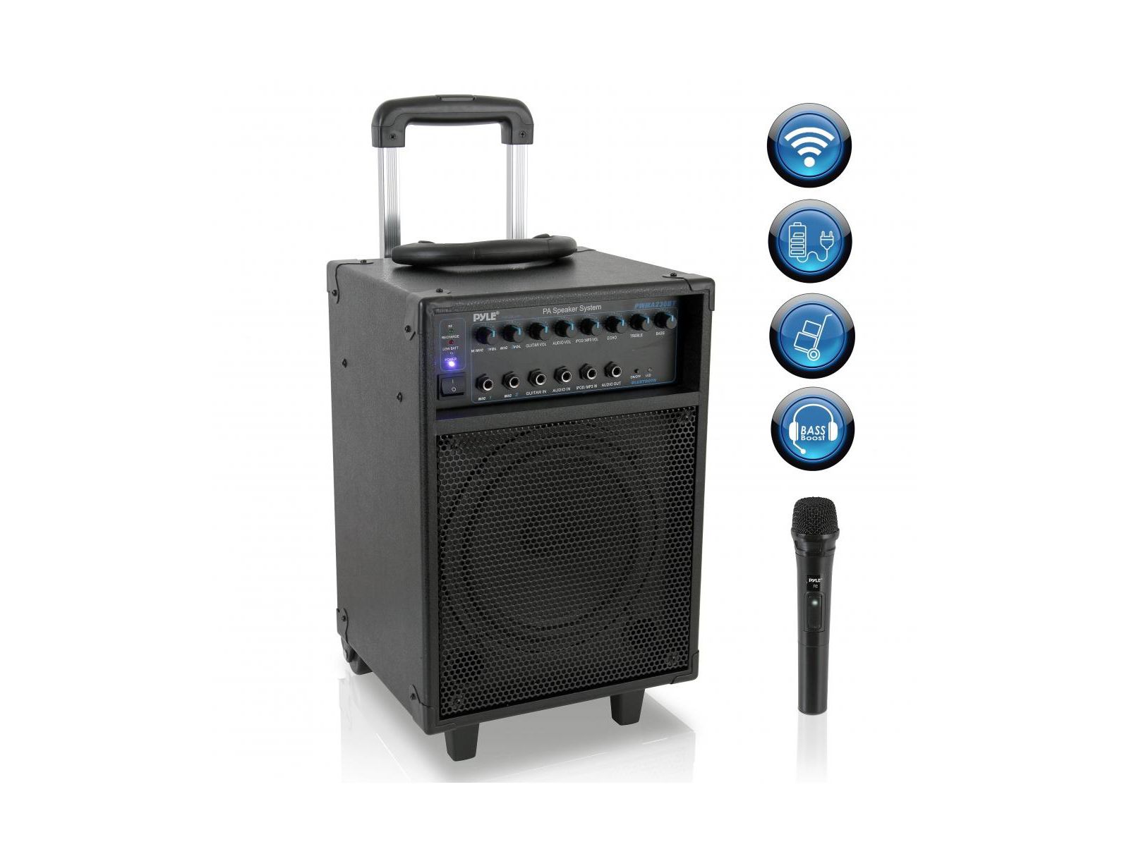 Pyle беспроводная портативная Bluetooth PA акустическая система, 400W, LED