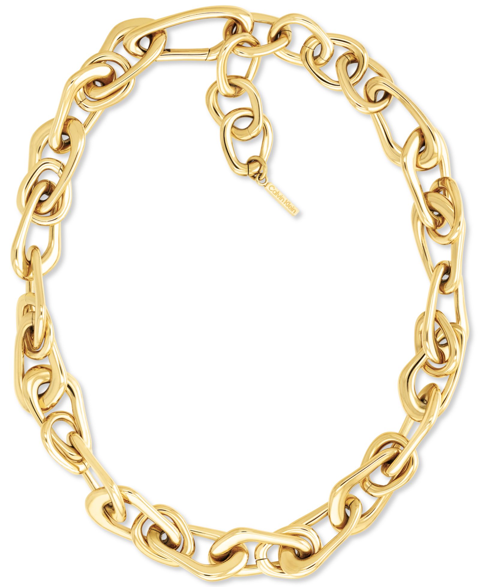 Calvin Klein Gold-Tone Stainless Steel CK Statement Link Collar Necklace, 14" + 2" extender