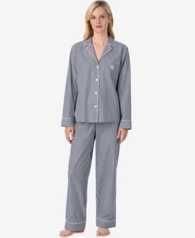 Женский комплект пижамы Lauren Ralph Lauren Long-Sleeve Notched-Collar