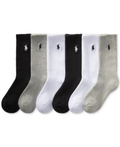 Polo Ralph Lauren Boys' 4-11 Solid Crew Socks, 6-Pack