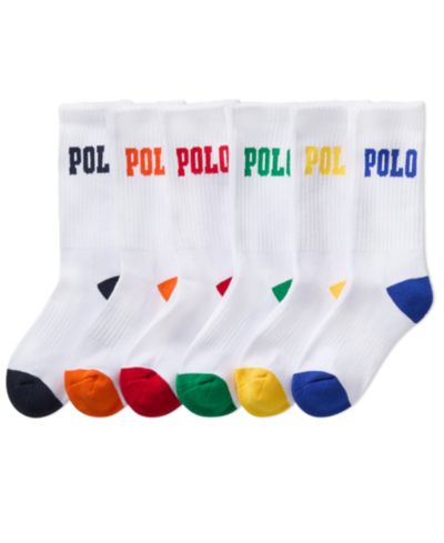 Мужские носки Polo Ralph Lauren Little & Big Boys Performance Polo Logo Cushioned Crew, 6-Pack